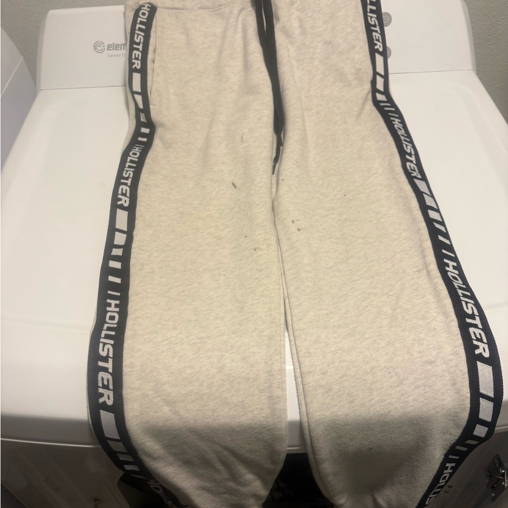 Hollister Cream Joggers with Black Accents